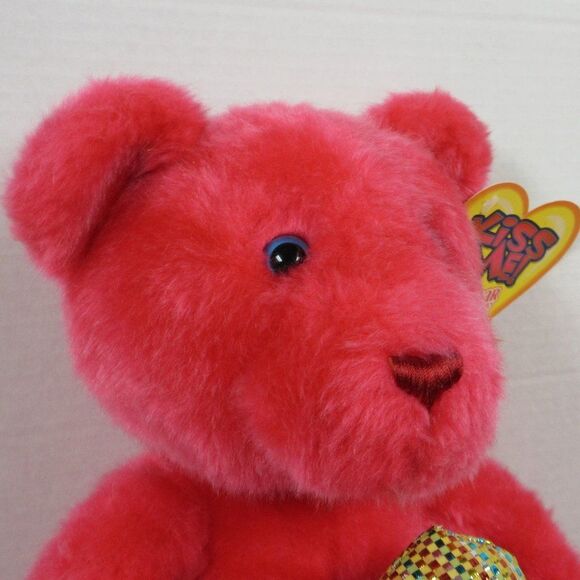 SUGAR LOAF‎ TOYS Fuchsia Pink Classic Teddy Bear Kiss Me Plush Plaid Heart 18" - Picture 2 of 14
